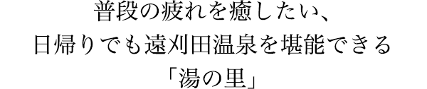 普段の疲れを癒したい、日帰りでも遠刈田温泉を堪能できる「湯の里」